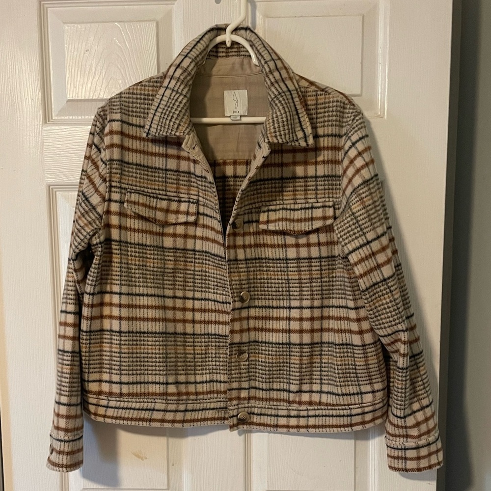 Joie Cropped Plaid Shacket - Picture 1 of 9